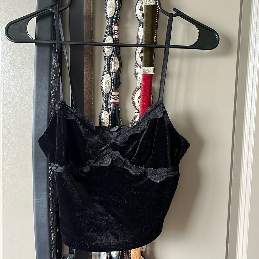 SHEIN velvet black cropped tank